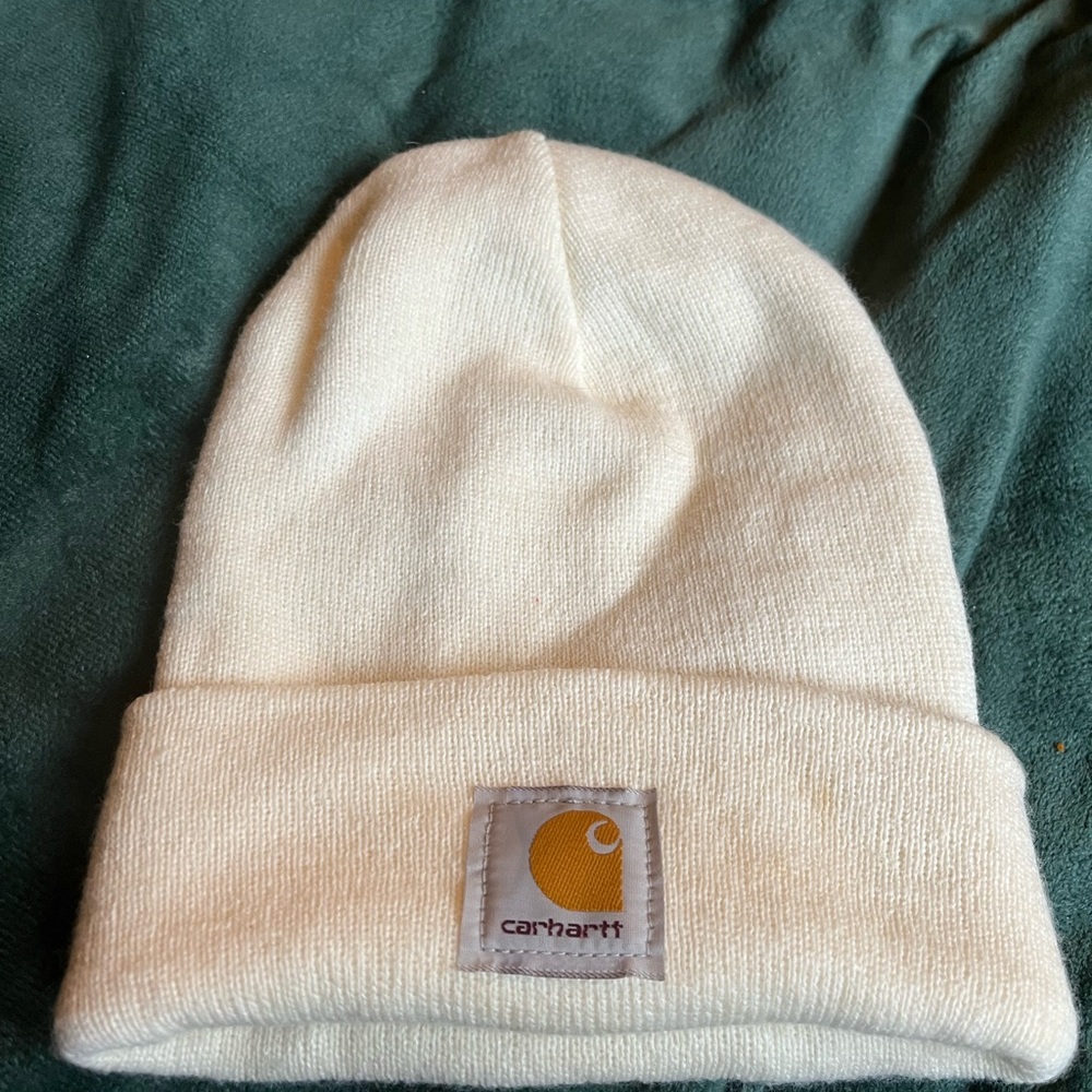 Cream Off White Colored Carharrt Beanie Hat Unisex
